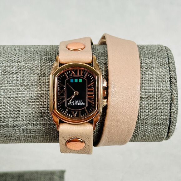 La Mer Collections Watch Womens 25mm Pink Band Wrap Around Bracelet New Battery - Picture 1 of 11